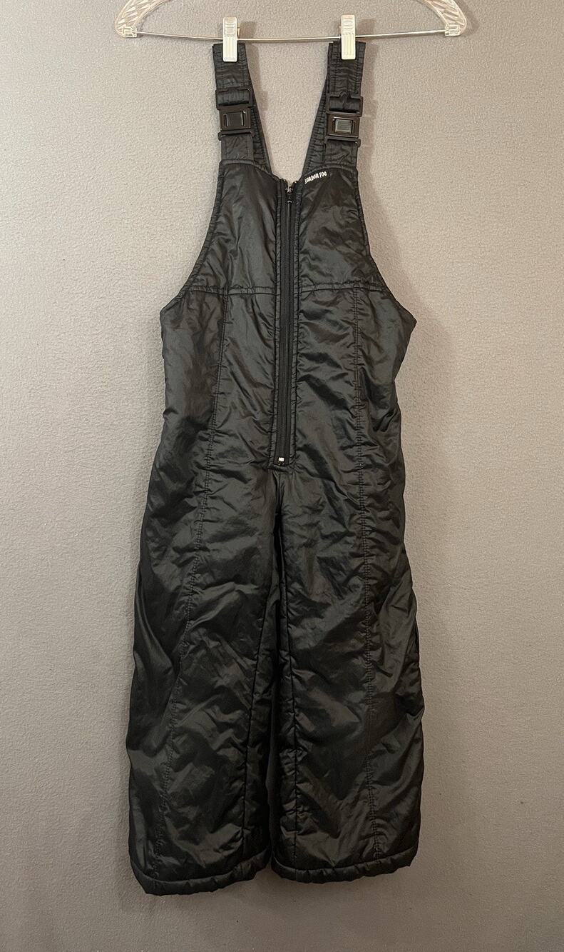 London Fog Vintage Black Snow Bib Overalls Kids Size 5-6 Ski Pants Puffer